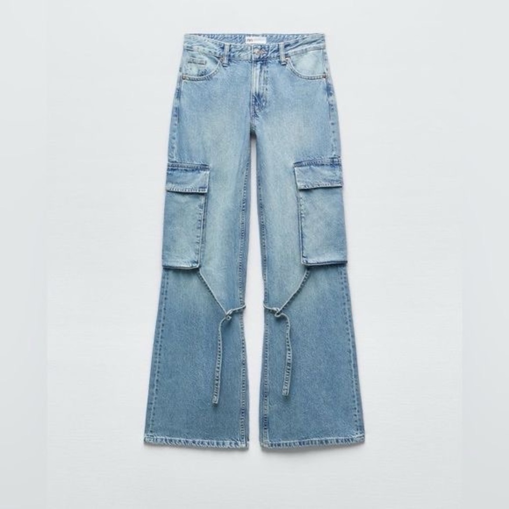 Zara Blue Flare Wide Leg Jeans